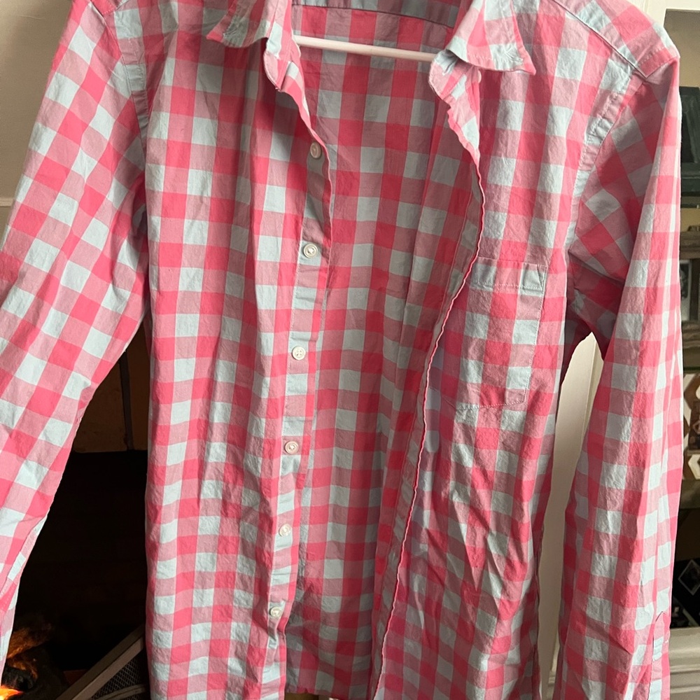 Men’s Jcrew Gingham Pink and Blue Button-Up Shirt